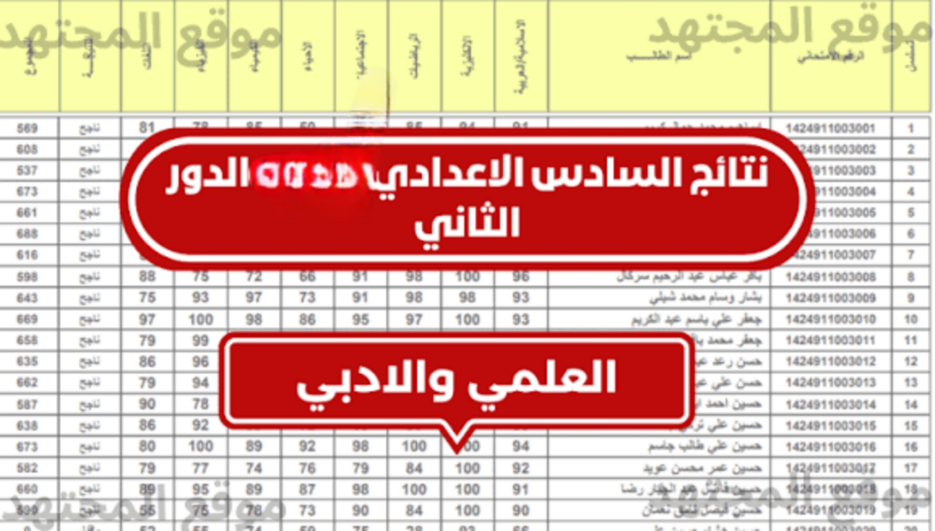 نتائج السادس الاعدادي الدور الثاني 2025 جميع الفروع